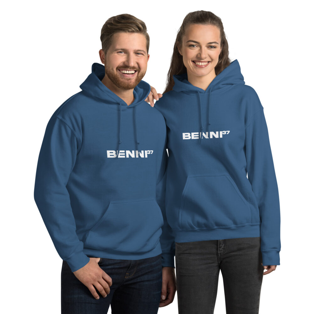 Benni37 Logo weiss Unisex-Kapuzenpullover – Bild 9