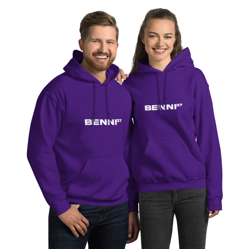 Benni37 Logo weiss Unisex-Kapuzenpullover – Bild 5